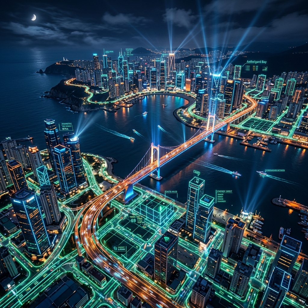 Futuristic City digital-twin background